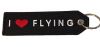 "I Love Flying" Keychain - White on Black