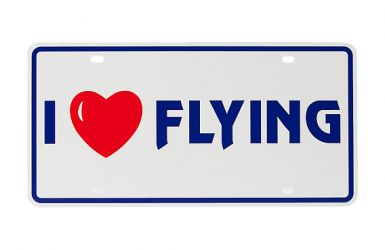 "I Love (Heart) Flying" License Plate