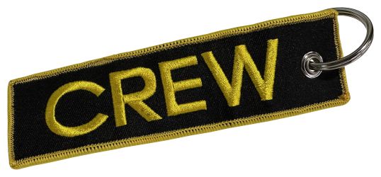 "CREW" Embroidered Keychain - Yellow on Black