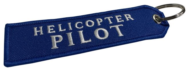 "Helicopter Pilot" Embroidered Key Chain - Blue